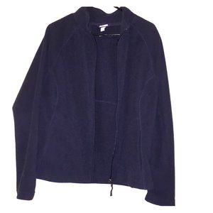 Thick warm navy blue zip up fleece jacket sweater